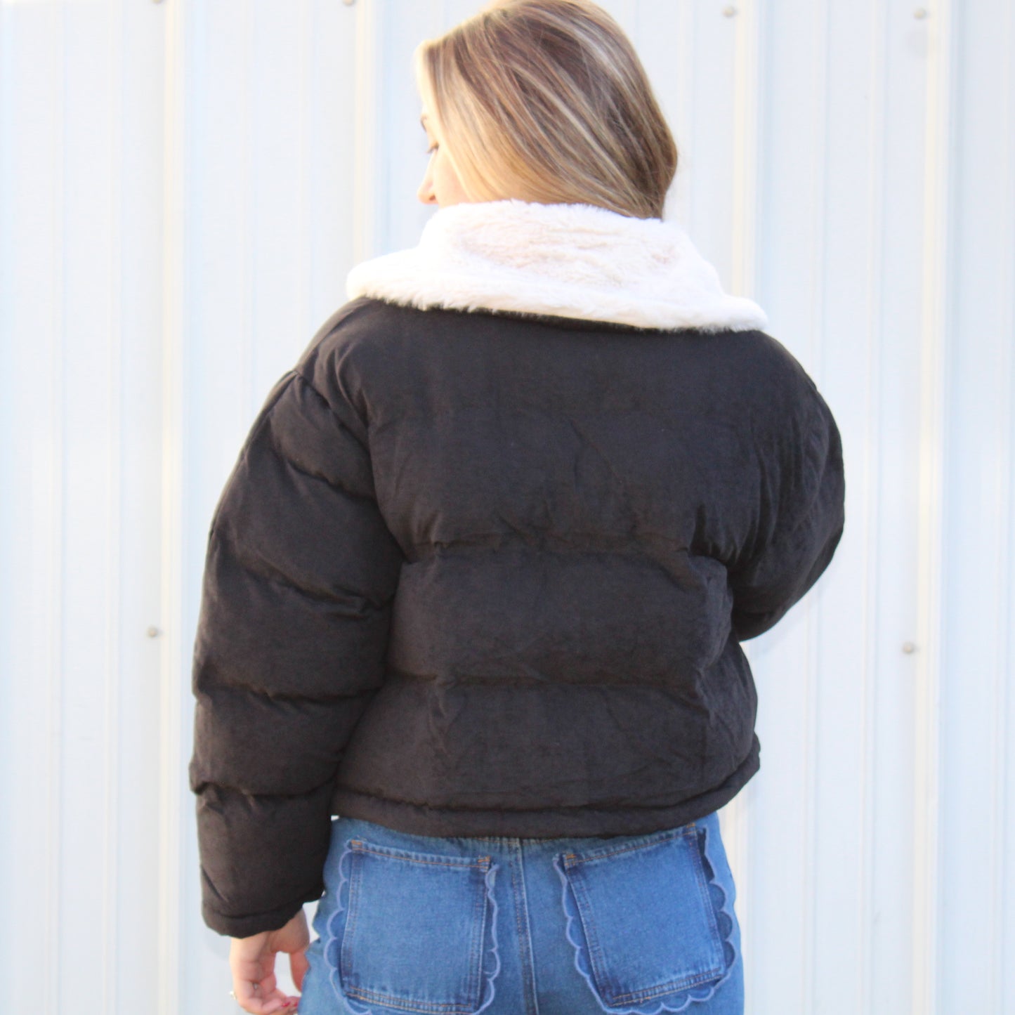 Fur Collard Black Puffer Jacket