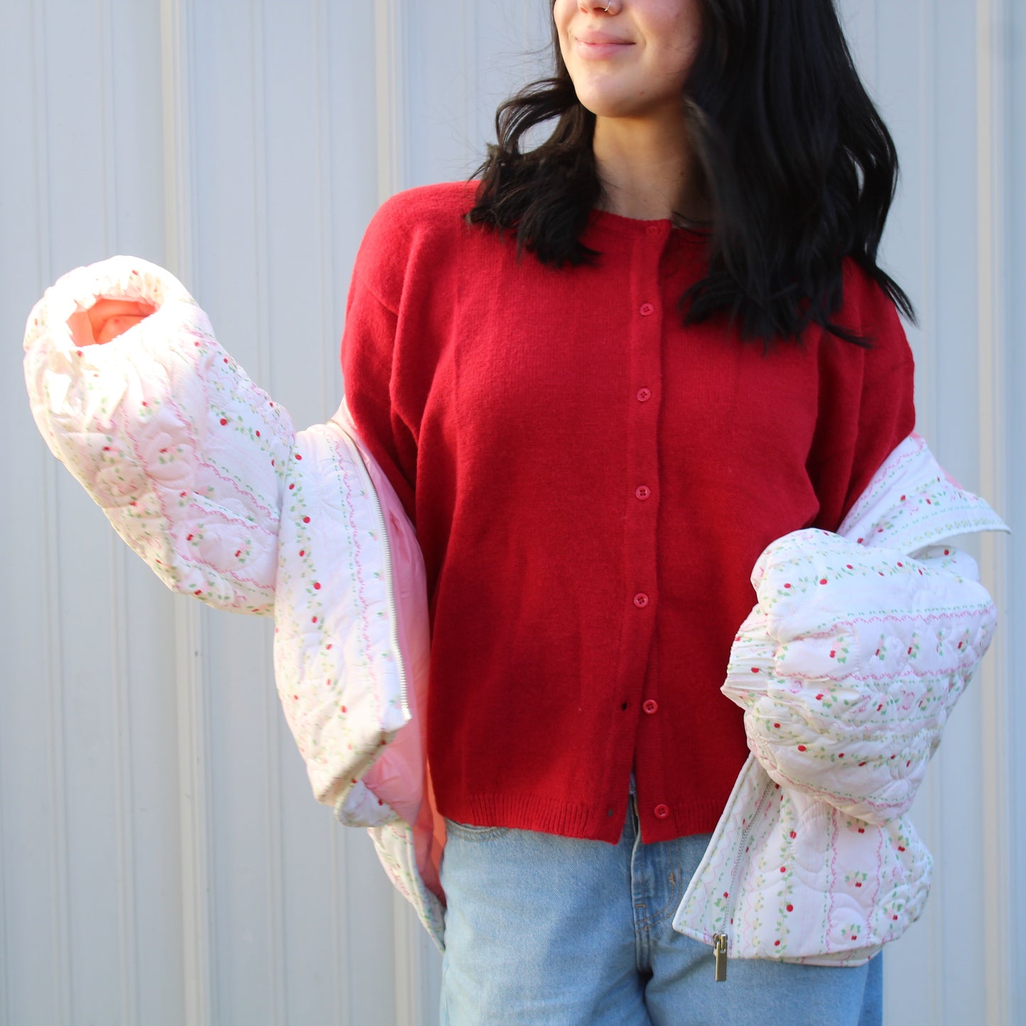 Red Button Down Sweater