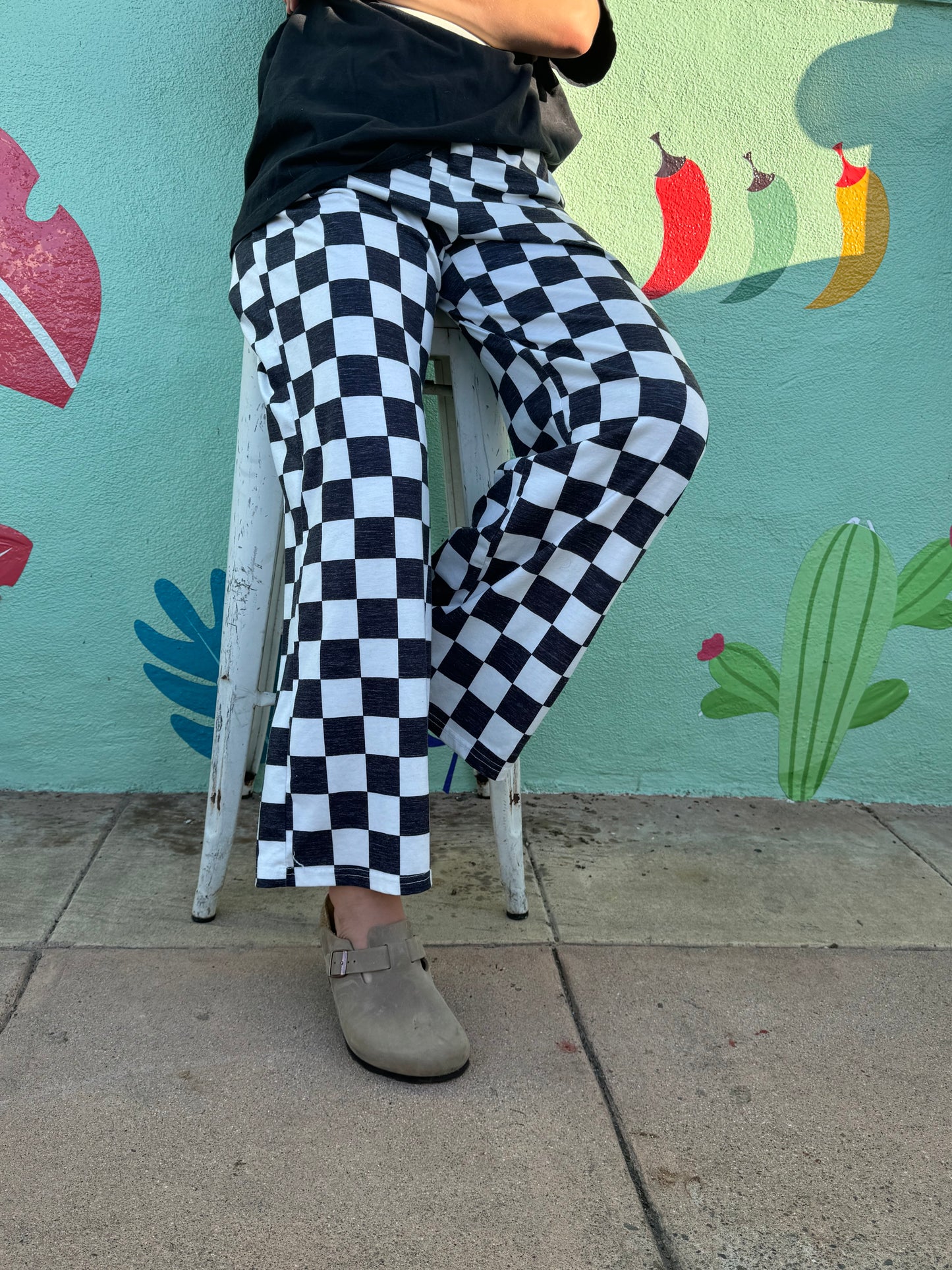 Checkered Wide Leg Pants