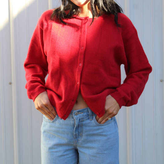 Red Button Down Sweater
