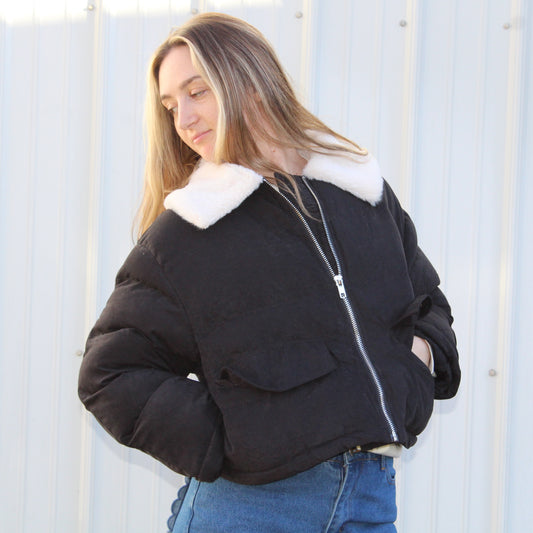 Fur Collard Black Puffer Jacket
