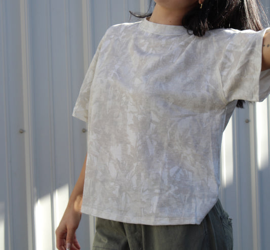 White Camo Waffle Knit Boxy Tee