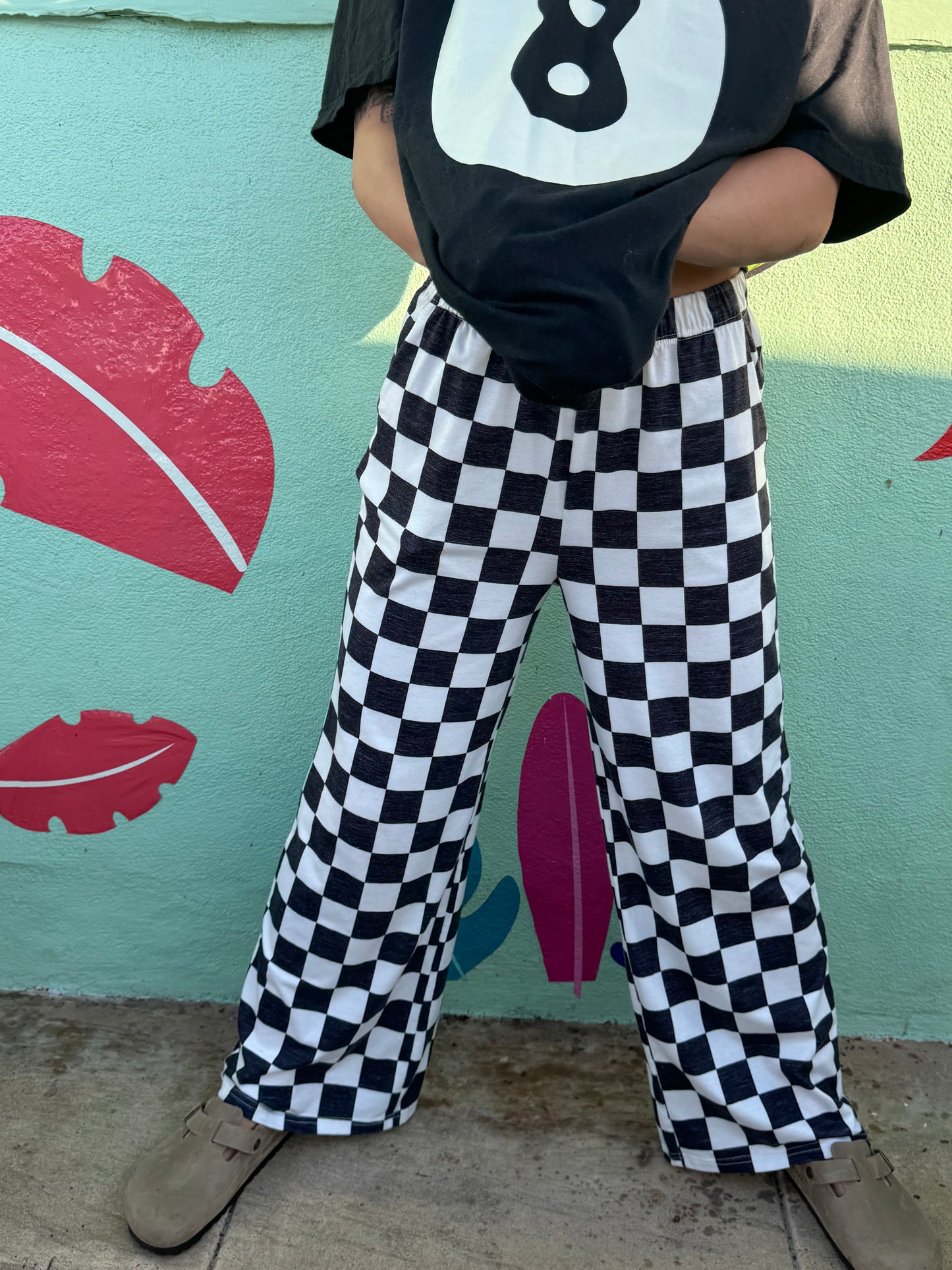 Checkered Wide Leg Pants