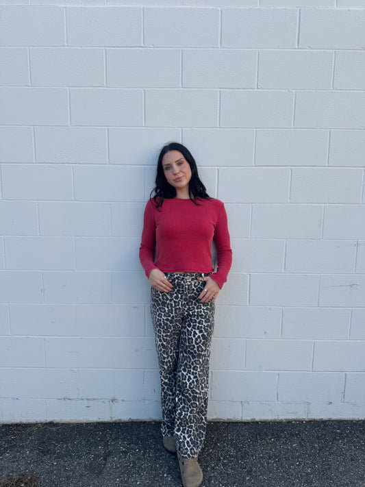 Loose Fit Leopard Print Pants