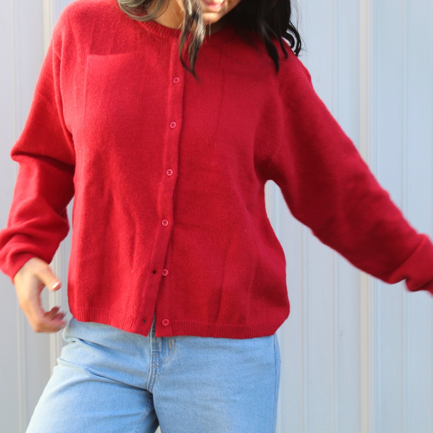 Red Button Down Sweater