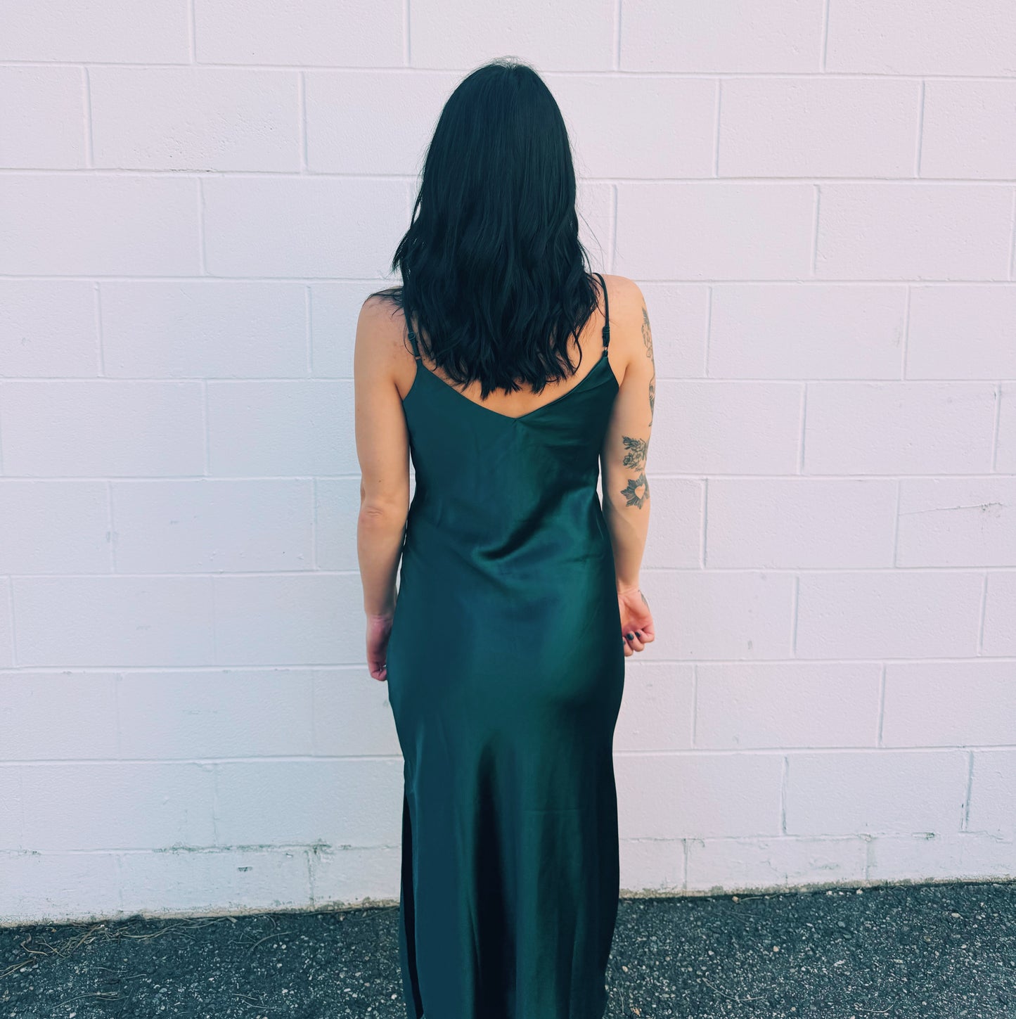 Emerald Green Satin Slip Dress