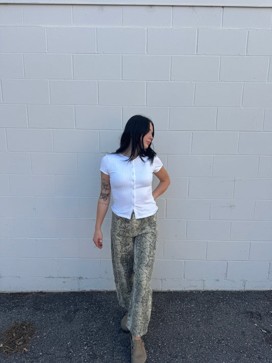 Snake Print Barrel Jeans