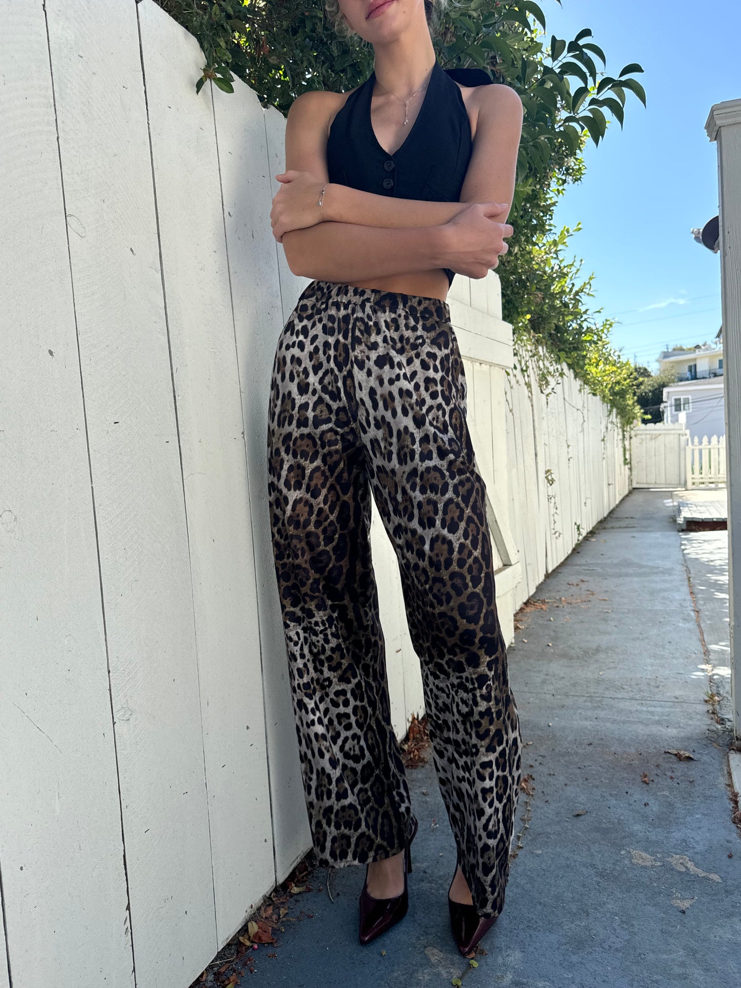 Leopard High Waist Wide Leg Pants