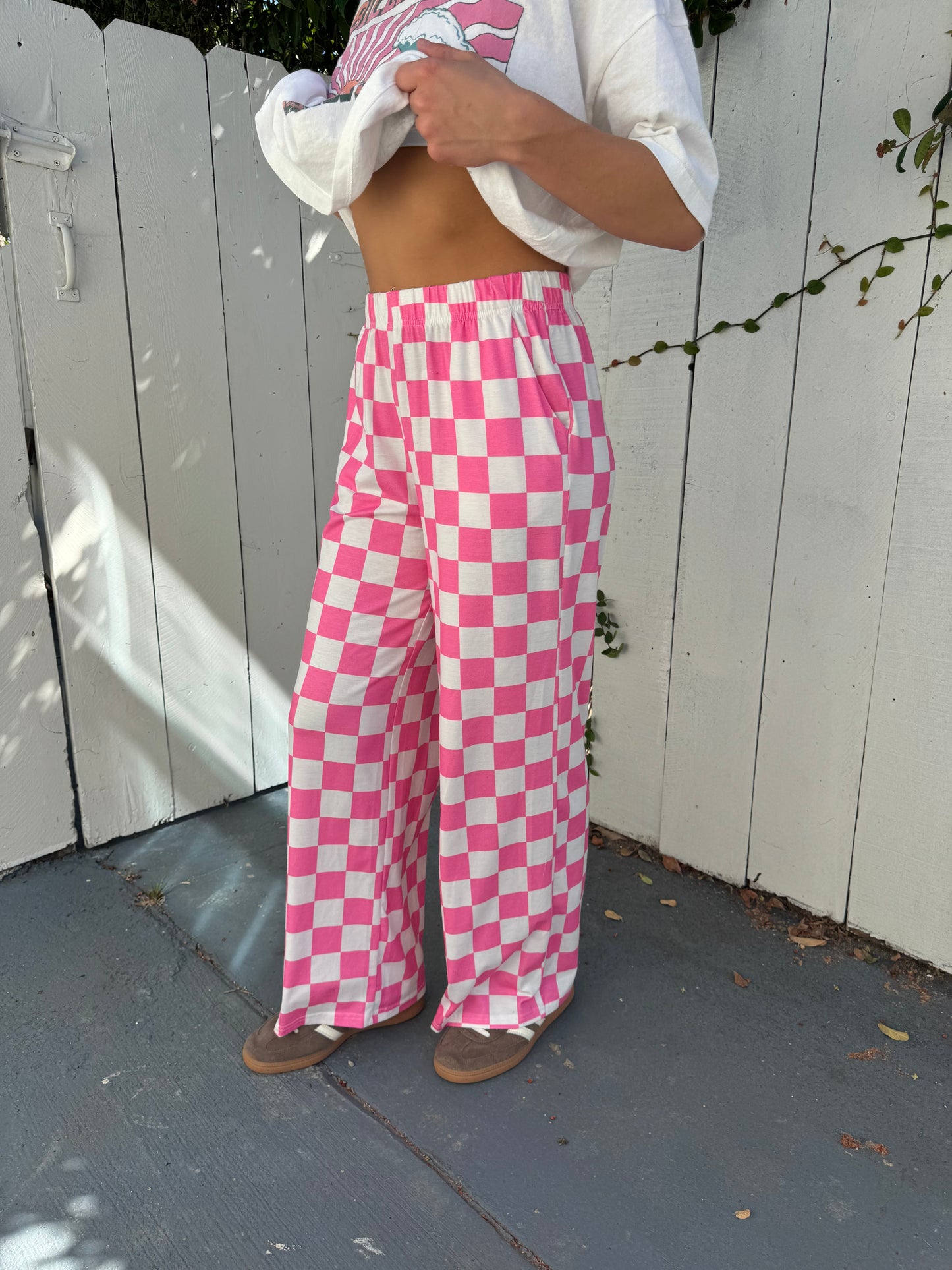 Checkered Wide Leg Pants