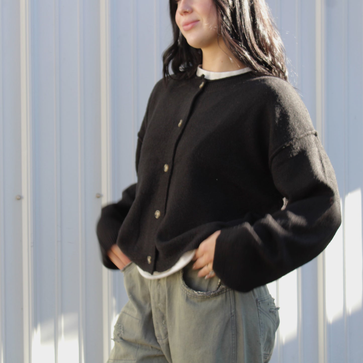 Black Button Down Cardigan