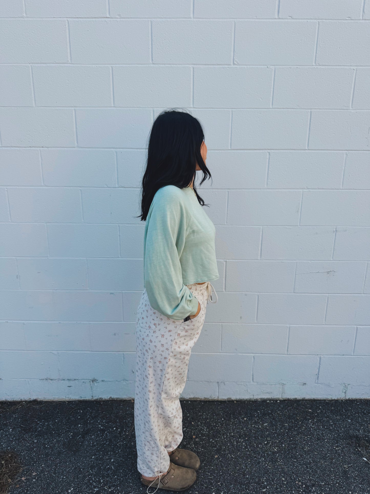 Beige Floral Print Cargo Pant