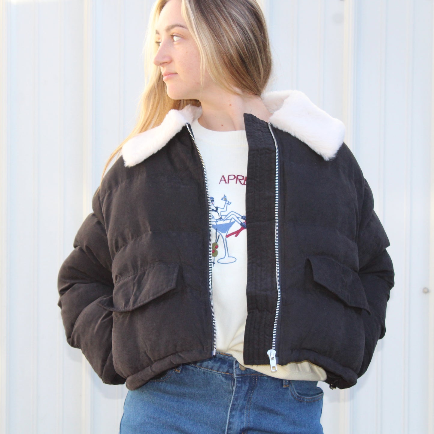 Fur Collard Black Puffer Jacket