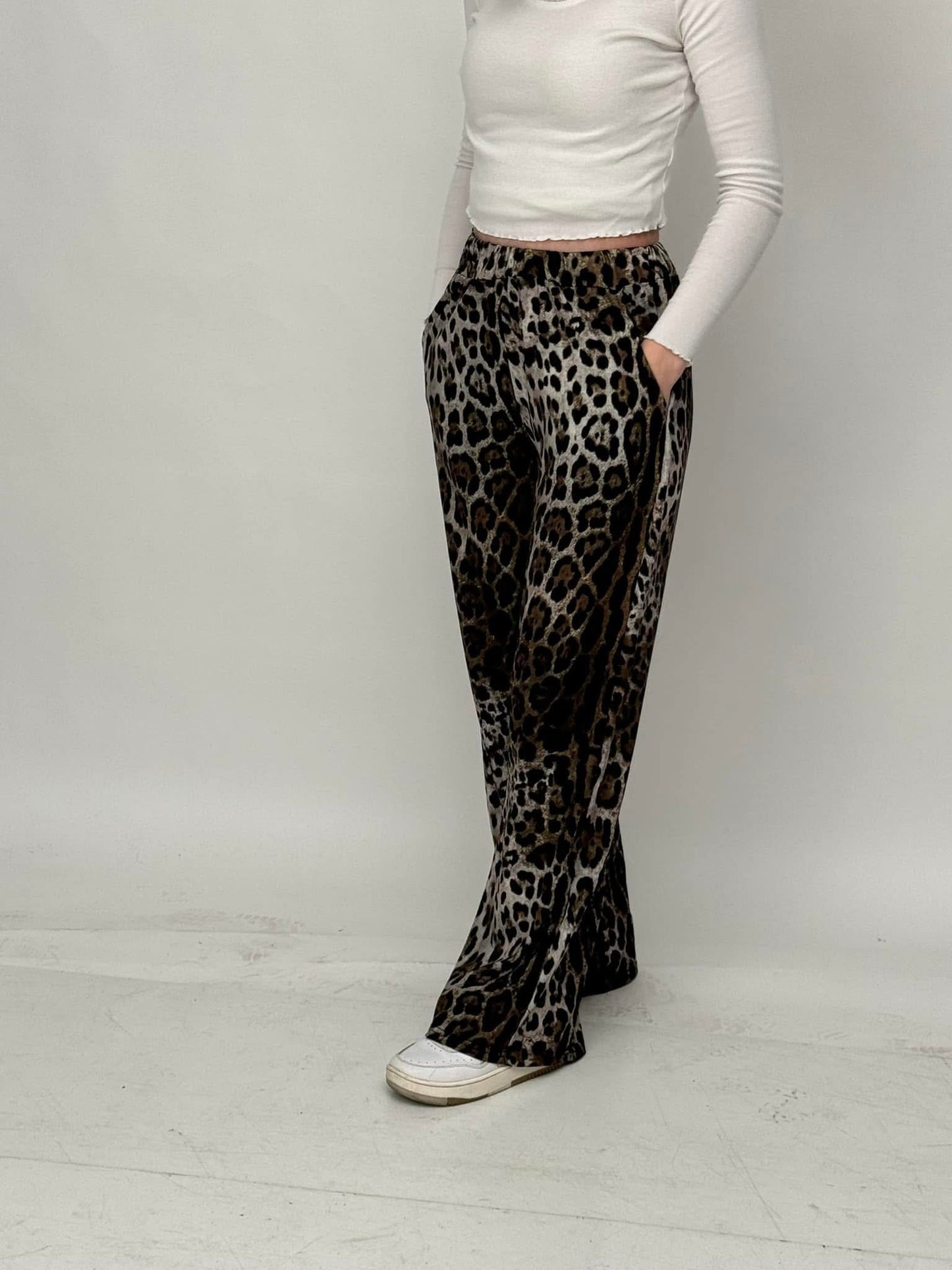 Leopard High Waist Wide Leg Pants